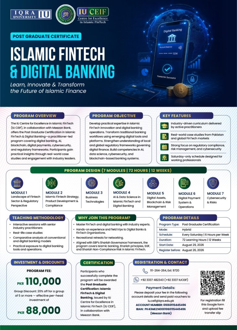 Post Graduate Certificate in Islamic FinTech & Digital Banking